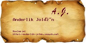 Anderlik Jolán névjegykártya