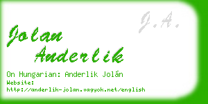 jolan anderlik business card